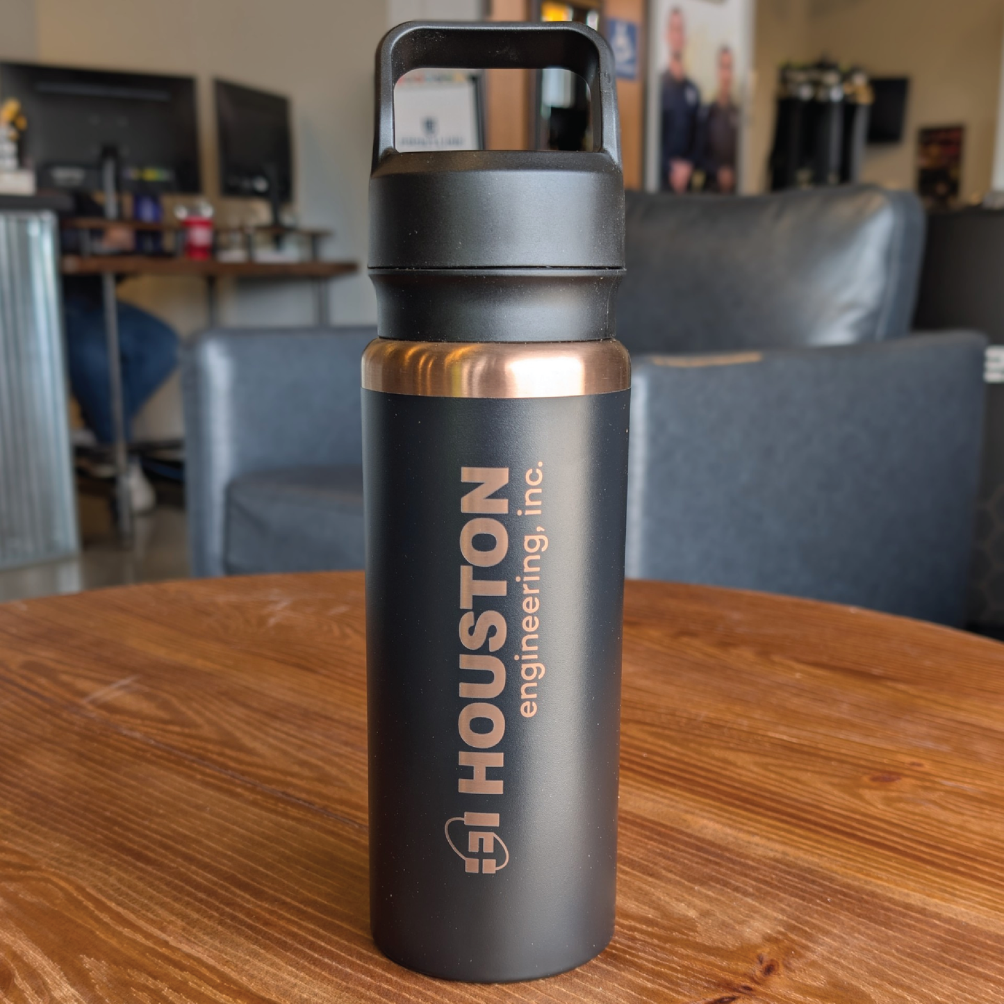 Water Bottle Black/Rose Gold